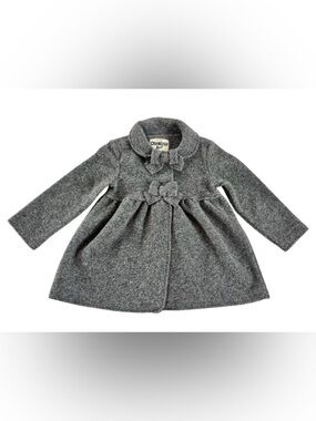 NWT OshKosh Gray Fit & Flare Fleece Jacket Coat with Bow Accent 2T